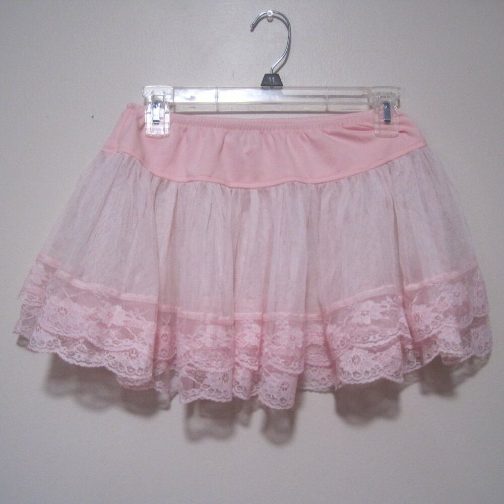 Cinema Secrets Women's Pink Transparent Elastic Waistband Polyester Floral Skirt